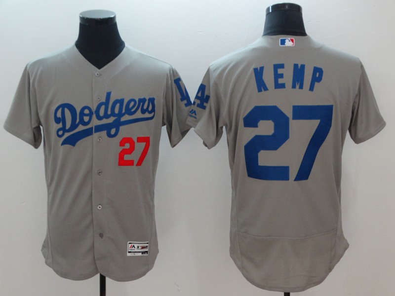 2018 Men MLB Los Angeles Dodgers #27 matt Kemp grey Flexbase jerseys